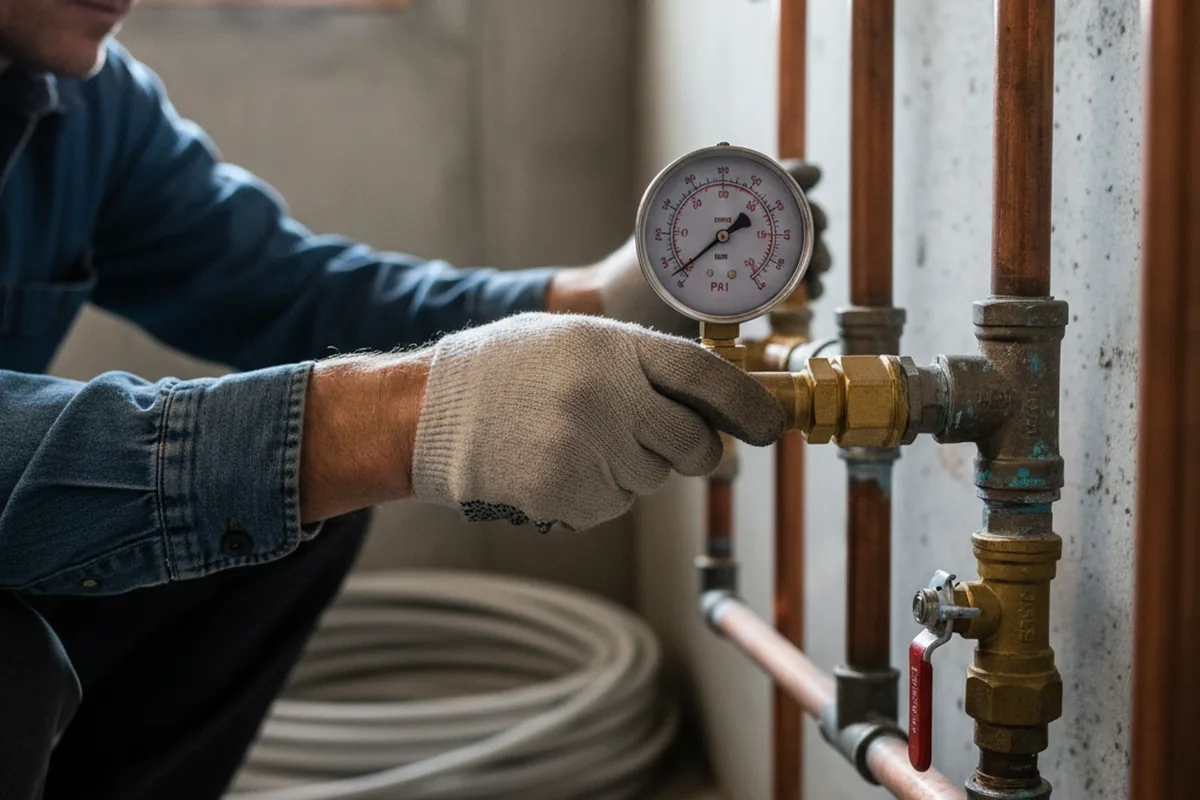 Pressure testing a repaired line during Water Line Repair in Imlay City